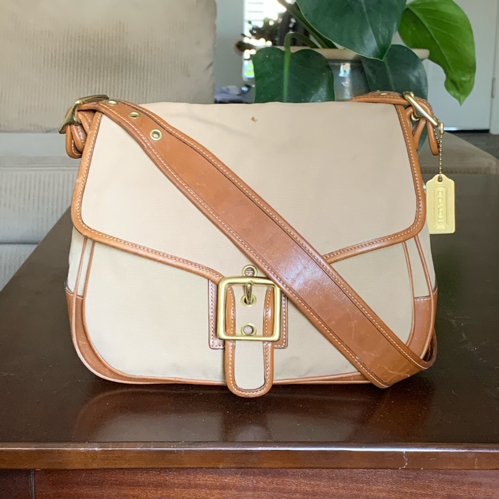 COACH Crossbody Brown Leather Vintage Flap Bag Vtg